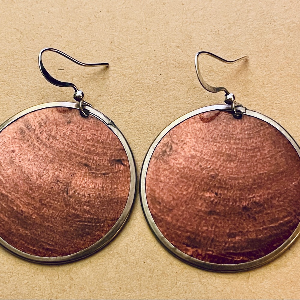 Capiz Shell Earrings by Culture Mix - Earth Brown (Small)